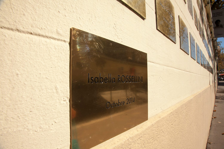 Plaque Isabella Rossellini Mur des cinéastes